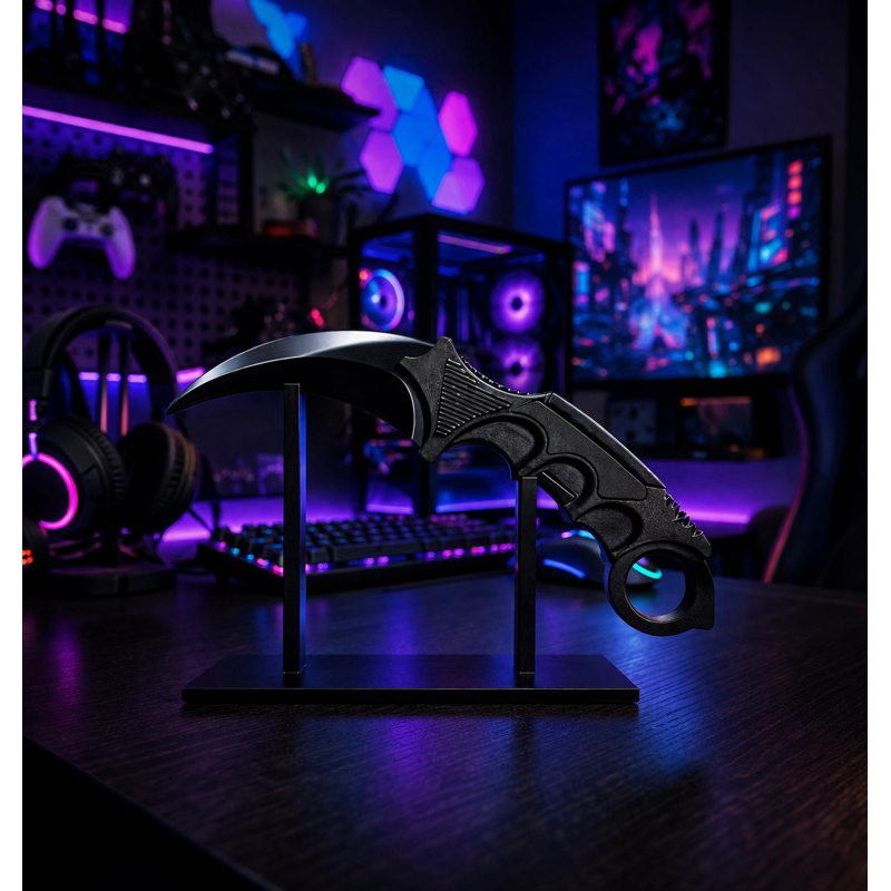 Faca Karambit CS2 Decorativa 3D 22cm Item Gamer Colecionável em ABS | Setup RGB & Quarto Gamer