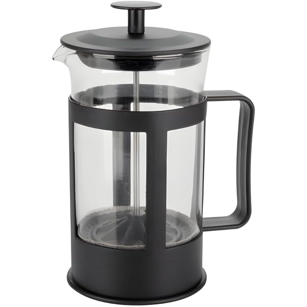 Cafeteira Prensa Francesa Preto Inox E Vidro, Cremeira E Cha Com Haste E Alça, Resistente, Suporta Altas E Baixas Temper