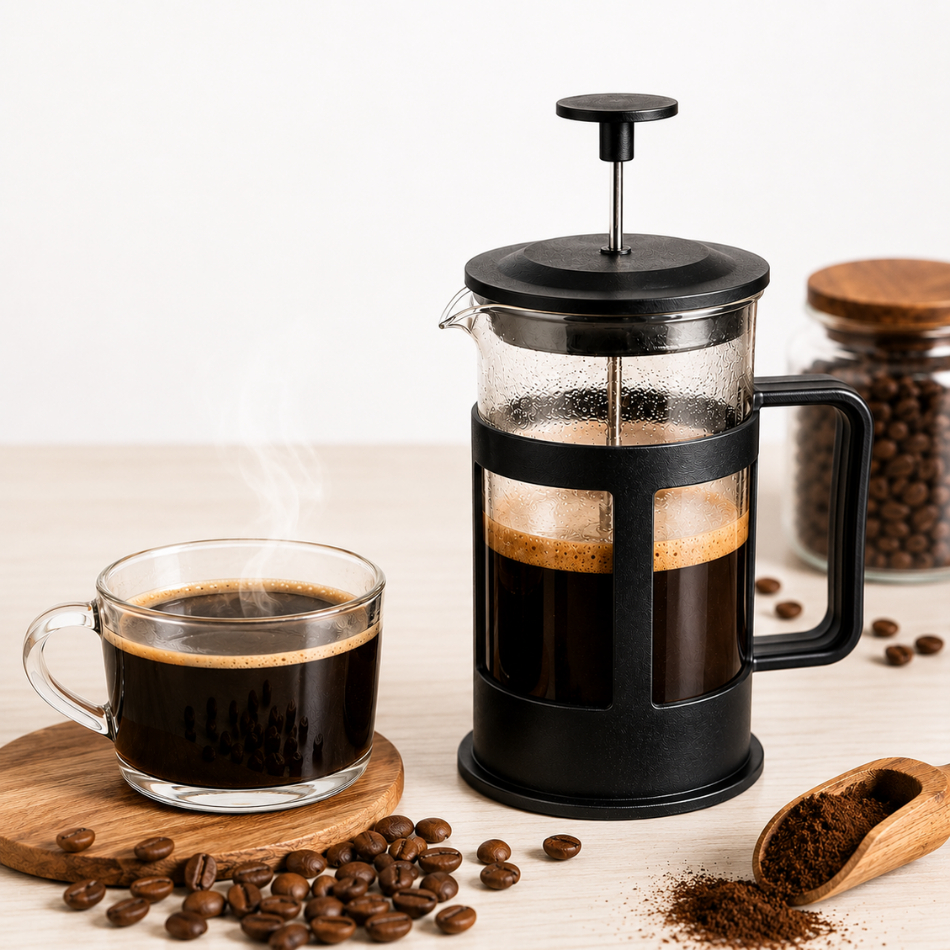Cafeteira Francesa 300ml Vidro Filtro Aco Inox Pratica Portatil