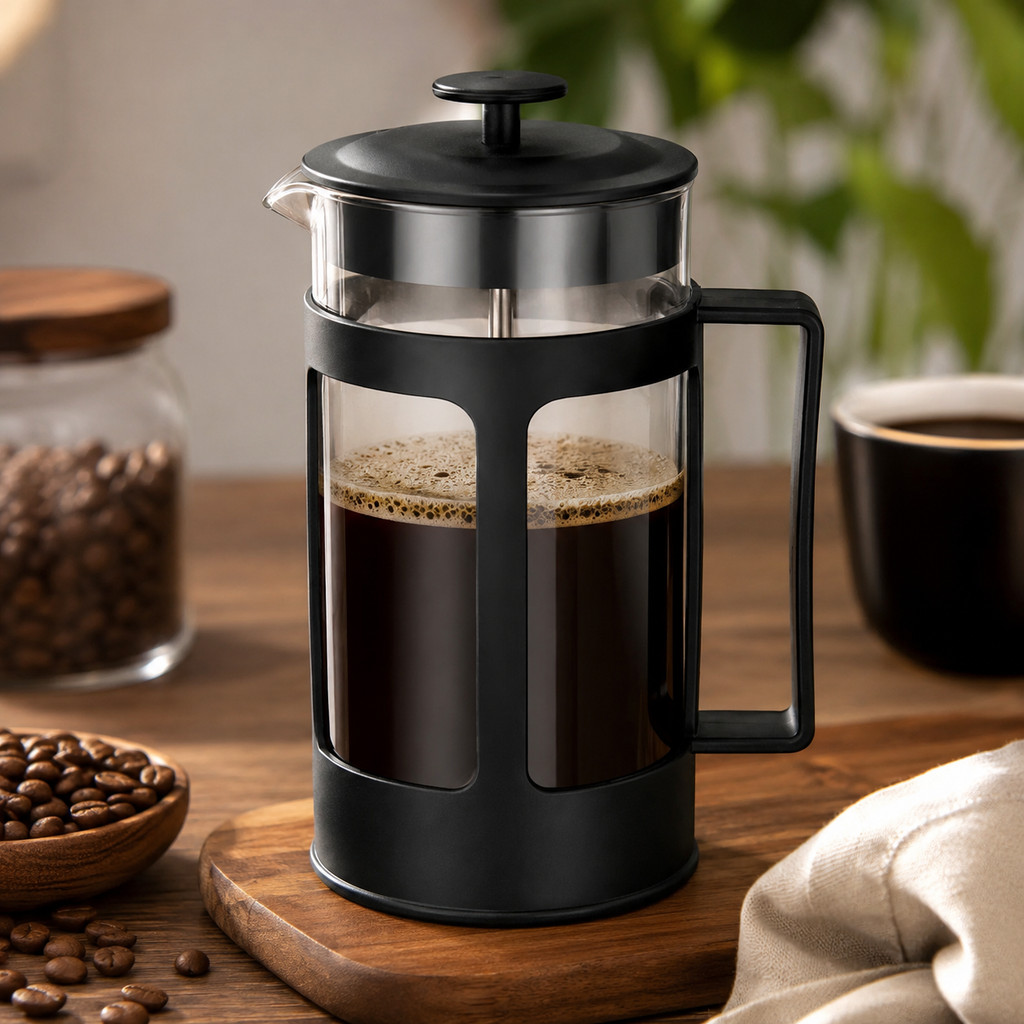 Prensa Francesa Manual 600ml Vidro French Press Filtro em Aço Inox Cafeteira Café Chá Cozinha