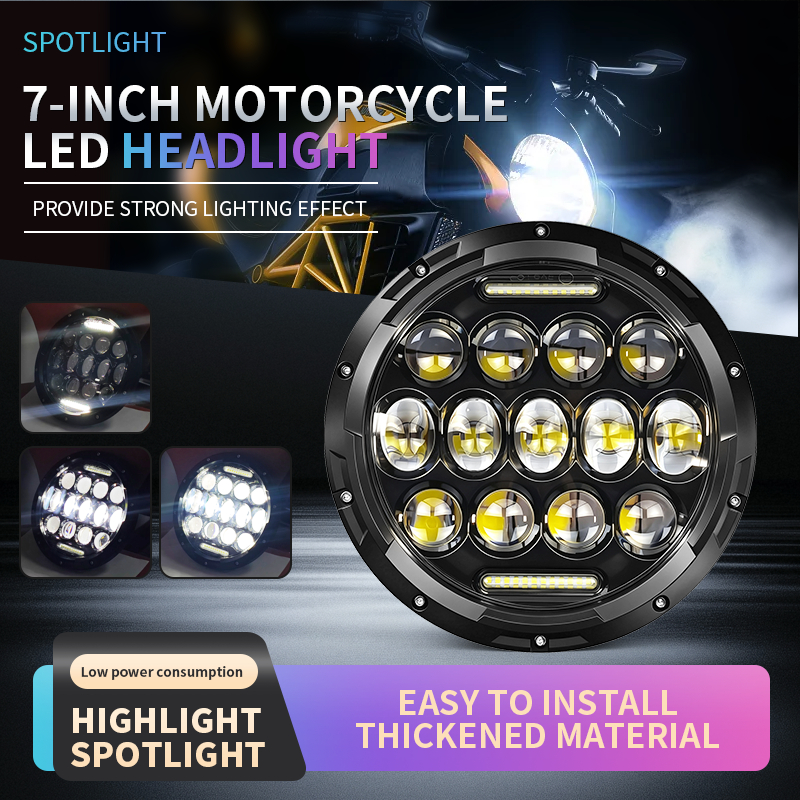 Adequado Para Faróis H4 De Carro Harley , Jeep E Lada Niva city , LED De 7 Polegadas Motocicleta