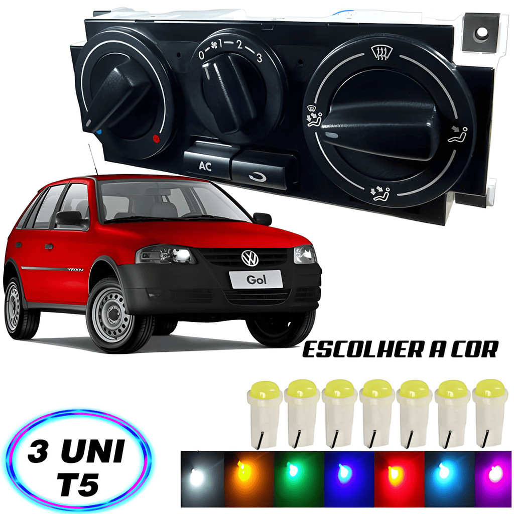 Lâmpada T5 Pinguinho Comando De Ar Gol G4 2005 A 2014 3 Peças
