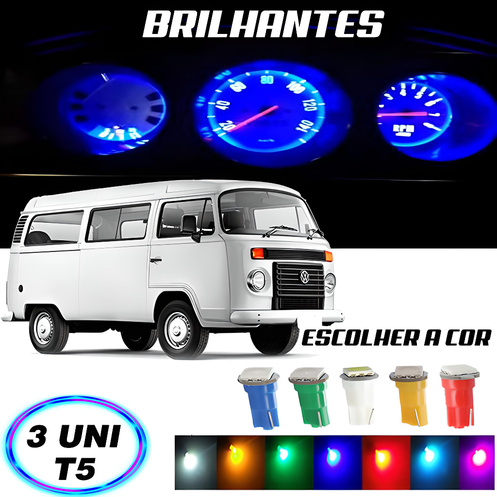 Lâmpada T5 Pinguinho Painel Kombi 3 Peças