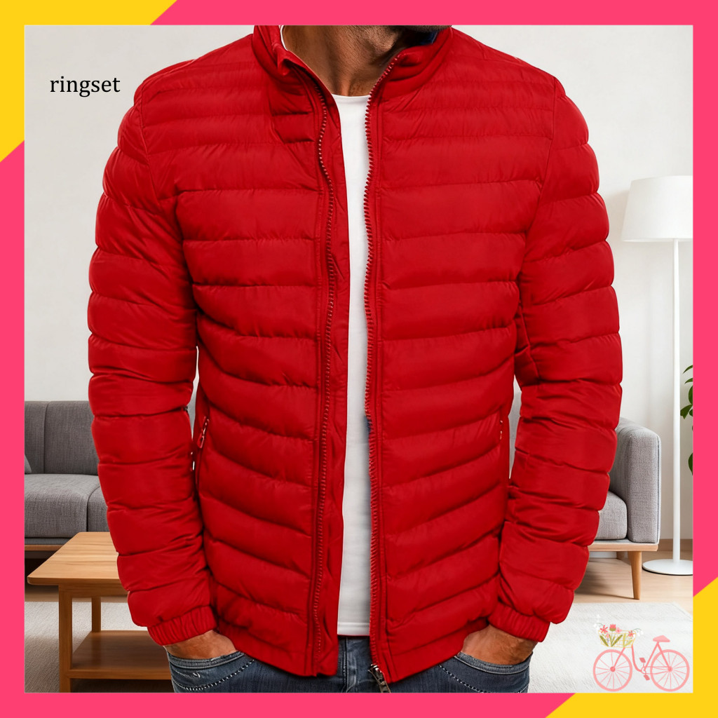 Fashionable Men Jacket Windproof Men's Lightweight Stand Collar Down Warm Thickened Puffer Coat for Casual Outdoor Sport