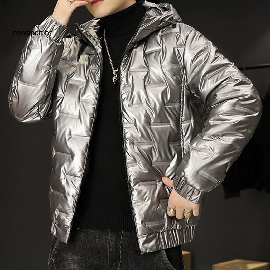 Men Solid Color Jacket Long Sleeve Men's Winter Cotton Parka Thick Windproof Warm Coat Trendy Casual for Cold for Southe