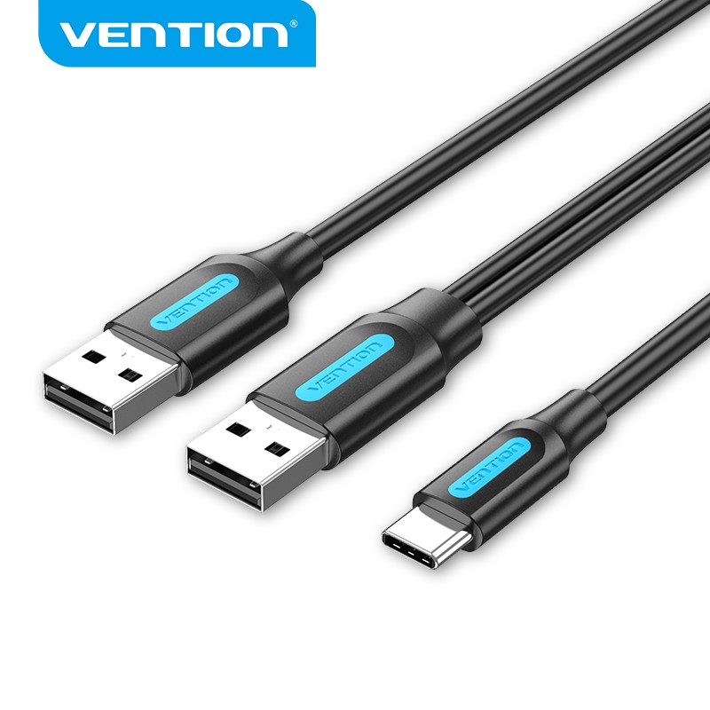 Vention USB C Cable With Dual USB Power Supply Fast Charging FCP QC3.0 USB to USB C Cable for Samsung OPPO iPad Pro Huawei Xiaomi 10 Pro