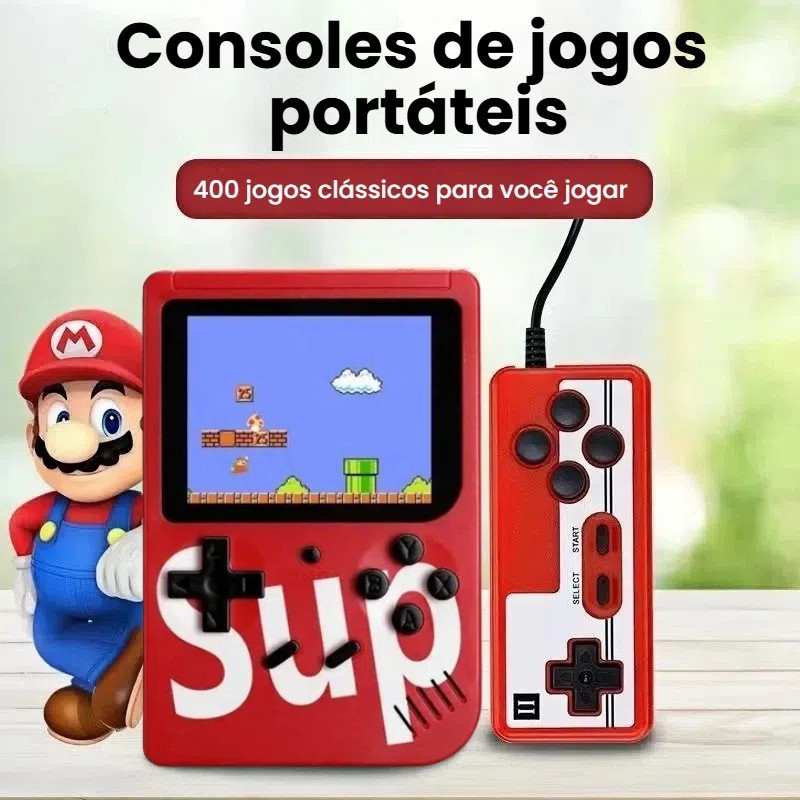 Mini Console Retro Portátil com 400 Jogos Clássicos Controle para 2 Pessoas Vídeo Game Portátil Ideal para Presente