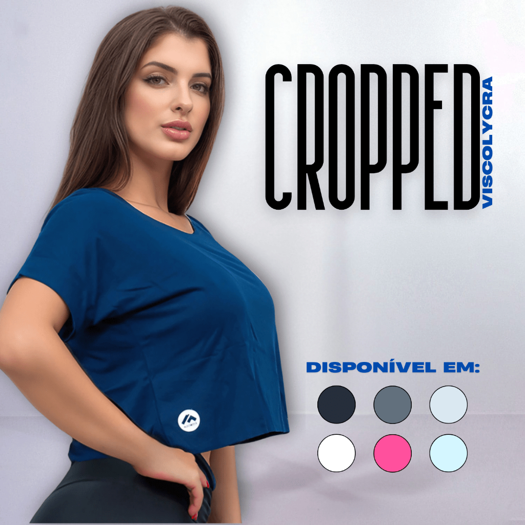 Cropped Fitness Básico Manguinhas Academia Feminino Soltinha Tecido Viscolycra Conforto Envio 24H