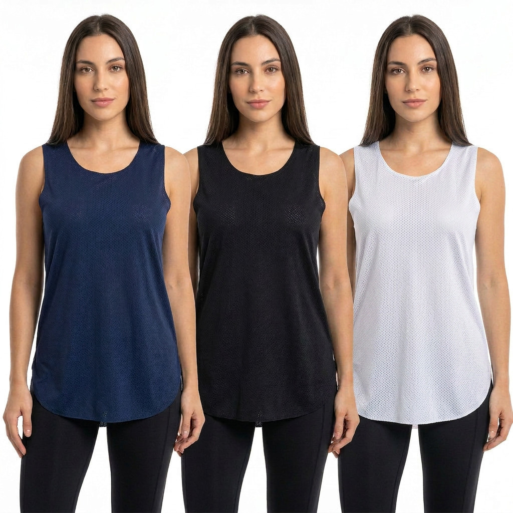 Kit 3 Regata Feminina Academia Básica Tapa Bumbum Soltinha