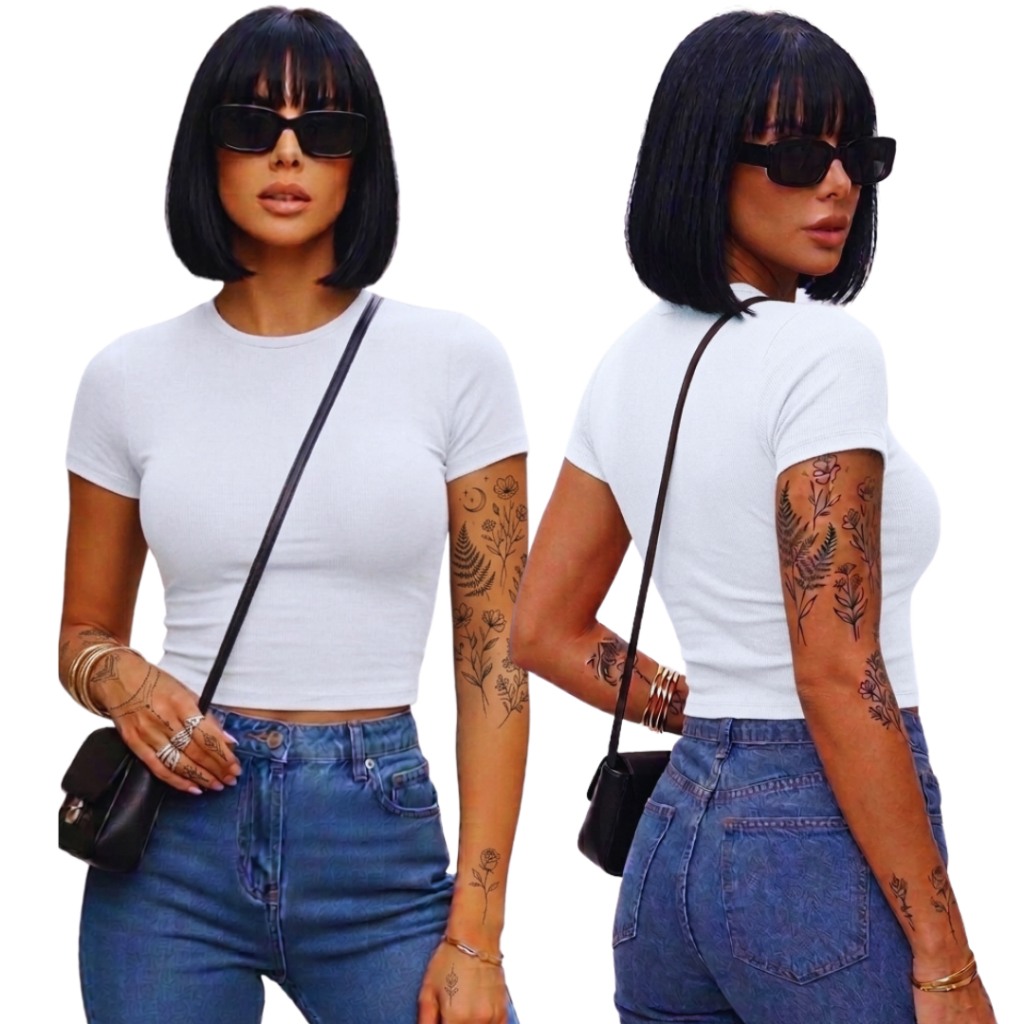 Cropped Feminino Basico Soltinho Confortável Academia Moda Tendência
