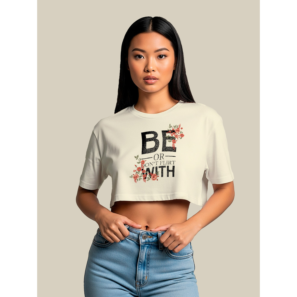 Cropped Blusa Over Feminino Seja ou não Top Soltinho Academia Streetwear 100% Algodão Gola Canelada Moda Primavera Verão