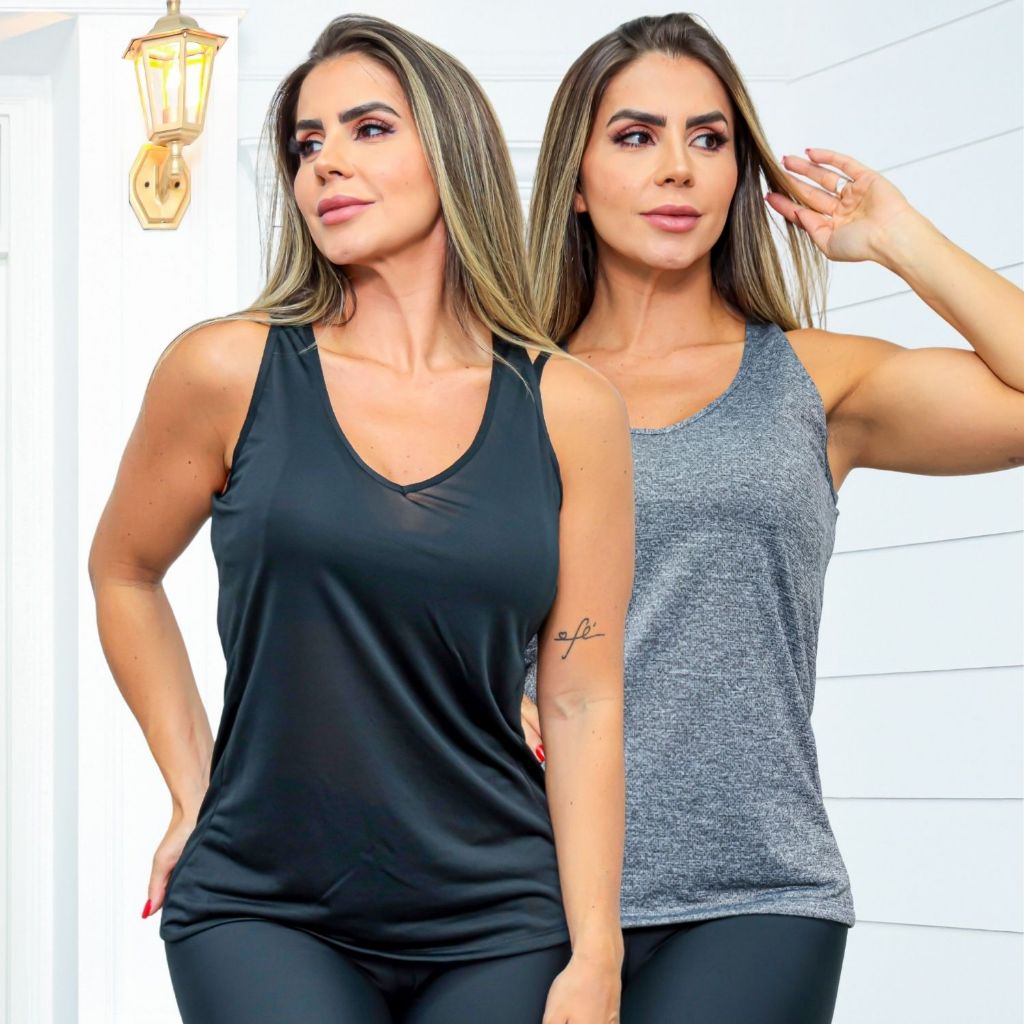 Kit 2 Camisetas Feminina DryFit Treinos Respirável Soltinho Dia a Dia Poliéster Academia Oferta