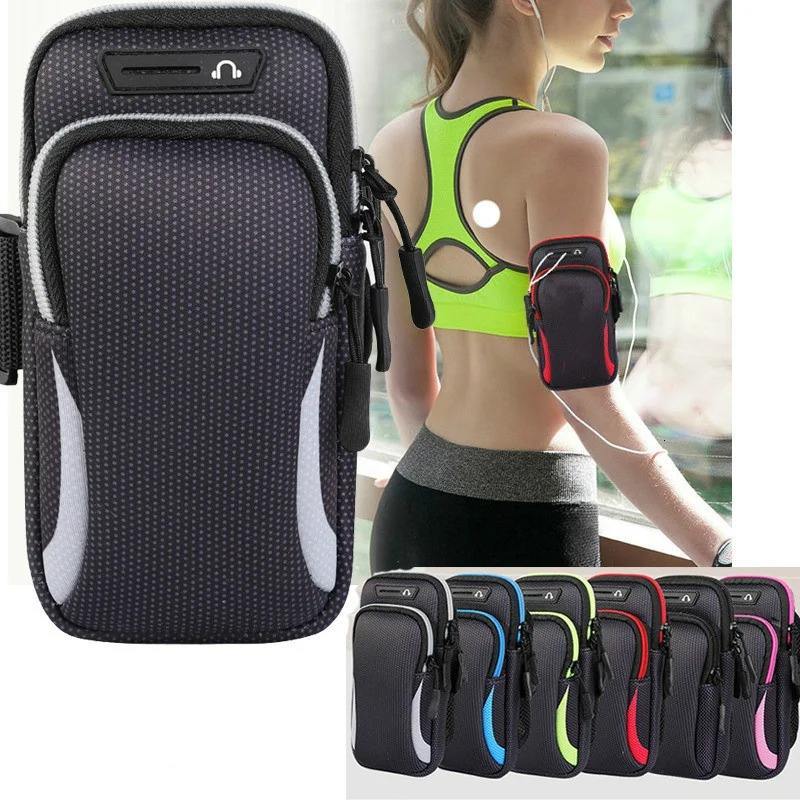 Universal Telefone Armband Outdoor Waterproof Fitness Running Sports Braço Suporte do telefone com fone de ouvido Jack M
