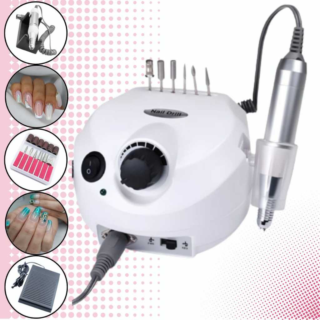 Lixadeira Elétrica Motor Porquinho 30.000-50000 Rpm Profissional Unhas Bivolt Pedal SIOUX Nail Dril