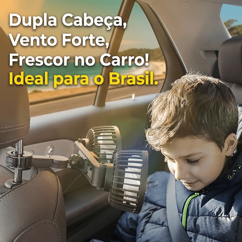 Ventilador Portátil Para Carro De Cabeça Dupla USB-360 ° Giratório Veículo/Assento , Ajustável