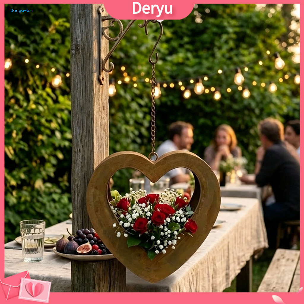 Heart-shaped Hanging Planter Rustic Outdoor Plant Holder Metal Distressed Iron Wall Mount Flower Basket for Garden Porch