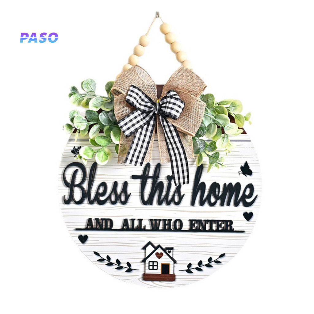 Front Door Hanging Decorations Rustic Entrance Wall Ornaments Wooden Welcome Sign for Porch – Round Farmhouse Plaque C