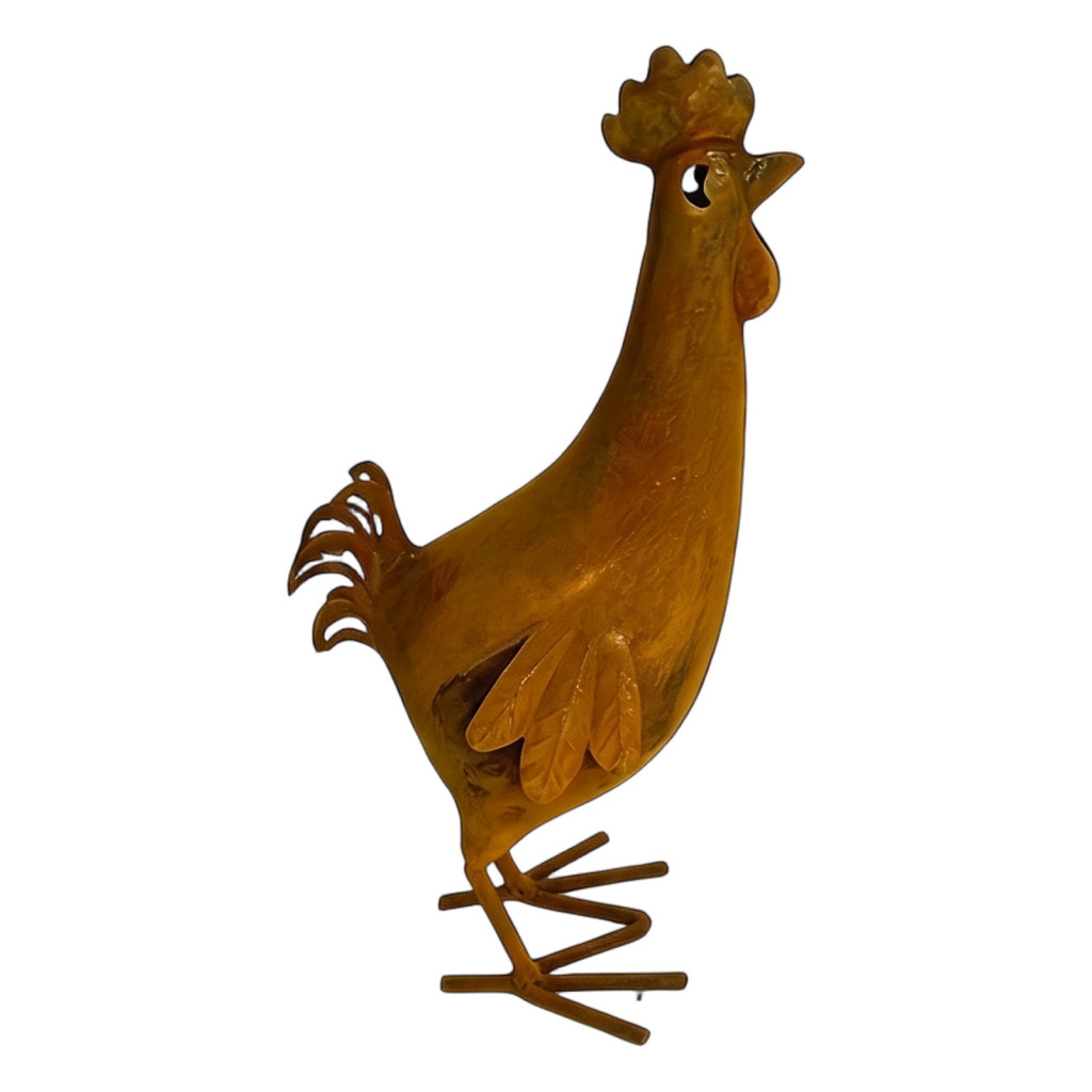Rustic Metal Rooster Statue Distressed Iron Farmhouse Figurine Outdoor Garden Lawn Porch Decor Vintage Country Tabletop