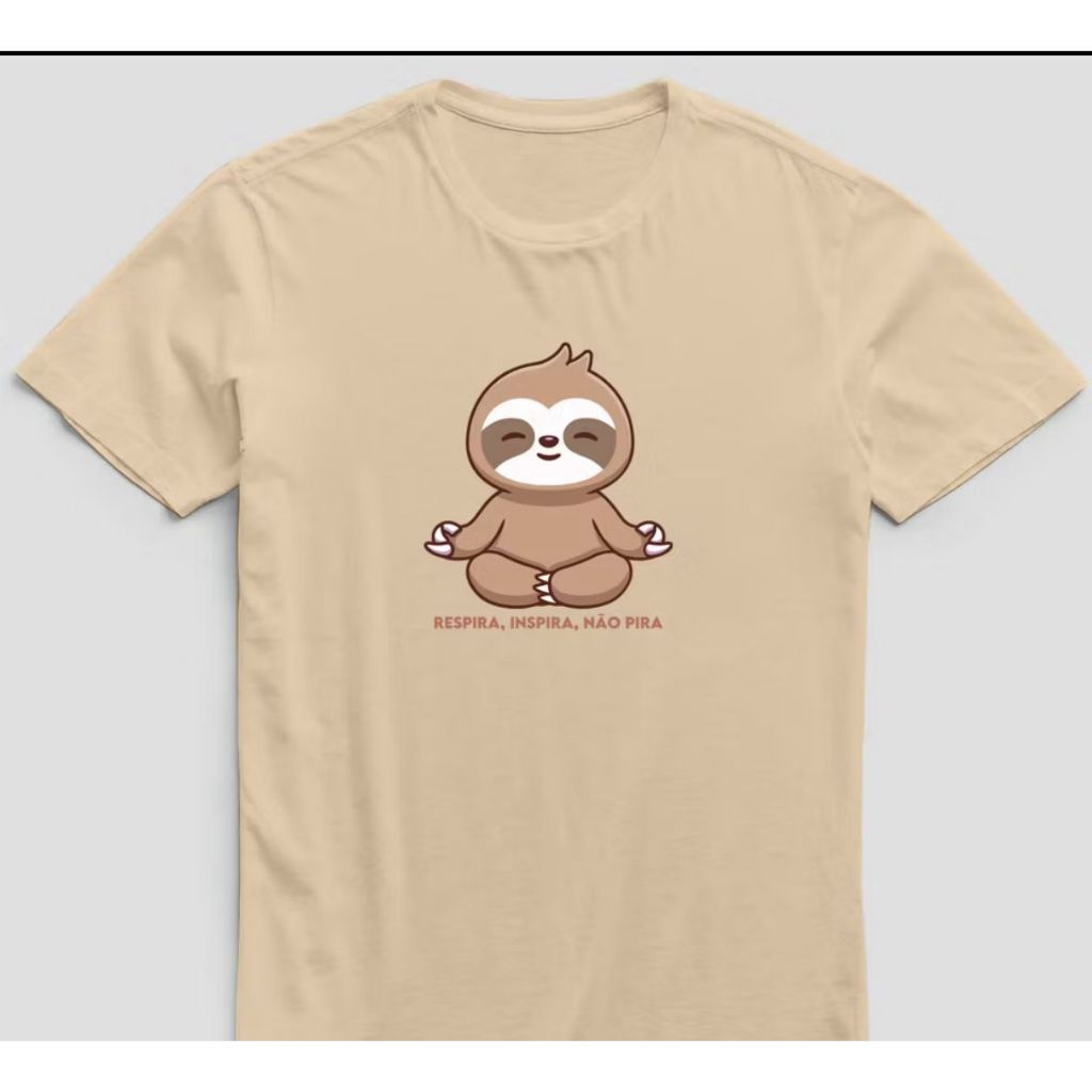 Camiseta Feminina Blusa Estampada Fofa Respira, Não Pira Estilosa 100% Algodão Casual Lançamento