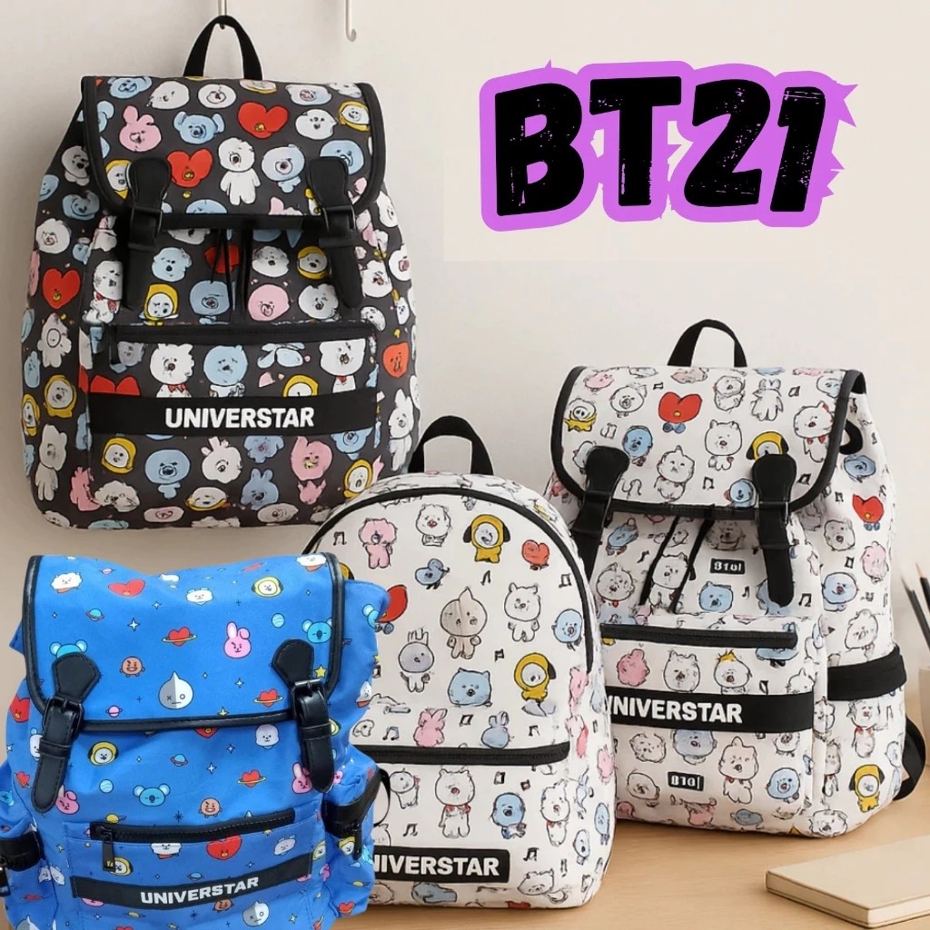 Mochila BT21 Escola Faculdade Viagem Trabalho Bolsa Cantores BTS Leve Mochila Grande Ursinho