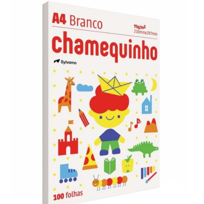 Papel sulfite A4 210x297 com 100 fls Chamequinho Impressão Desenho Trabalho Escola Faculdade Escritório