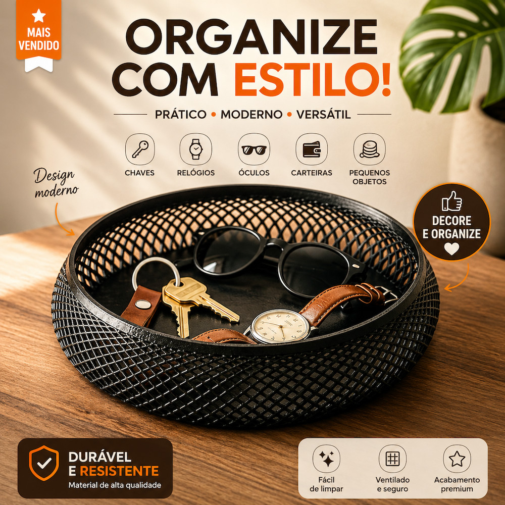 Porta Objetos Organizador de Mesa Porta Chaves Carteira Celular Óculos Decorativo Moderno