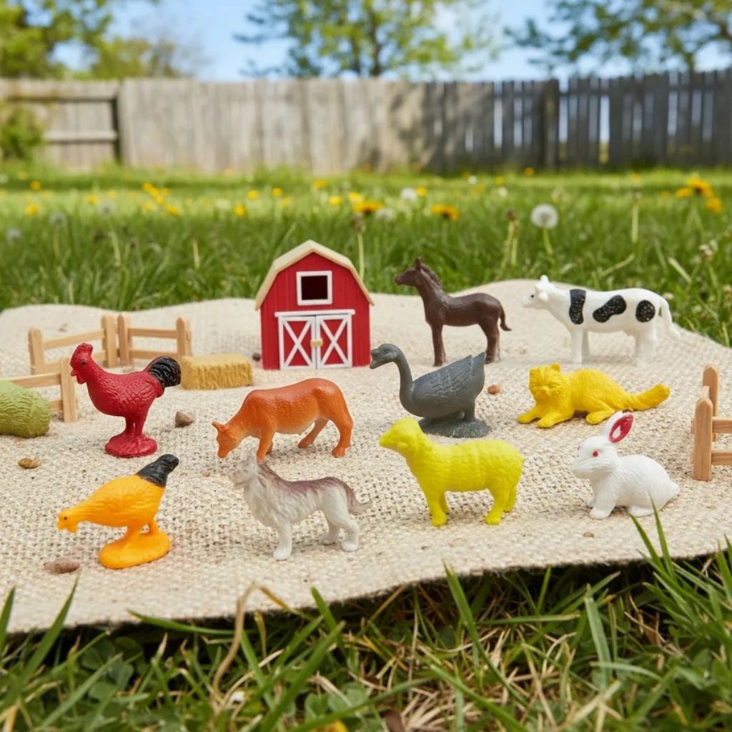Kit Animais Da Fazenda Safari Zoológico Pequenos De Borracha Marinho Dinossauro Brinquedo Infantil