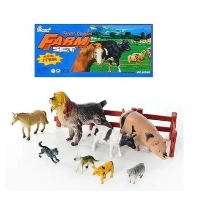 Kit Brinquedo 8 Animais Da Fazenda Miniatura Médio Borracha