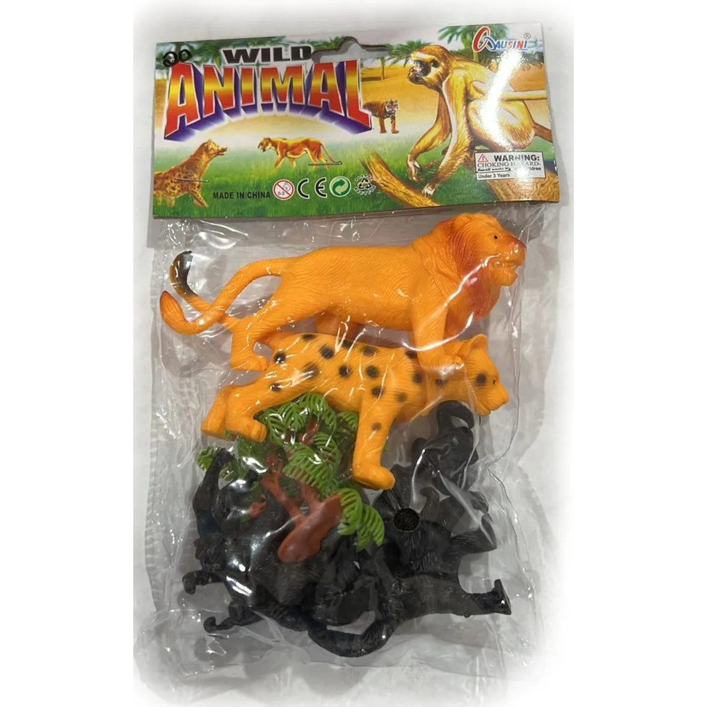 Kit 12 Animais Selvagens e Fazenda Borracha Brinquedo Educativo Infantil