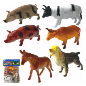 Kit 6 Animais Grande Fazenda Fazendinha Brinquedo Borracha