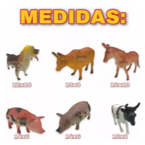 Kit 6 Animais Grande Fazenda Fazendinha Brinquedo Borracha