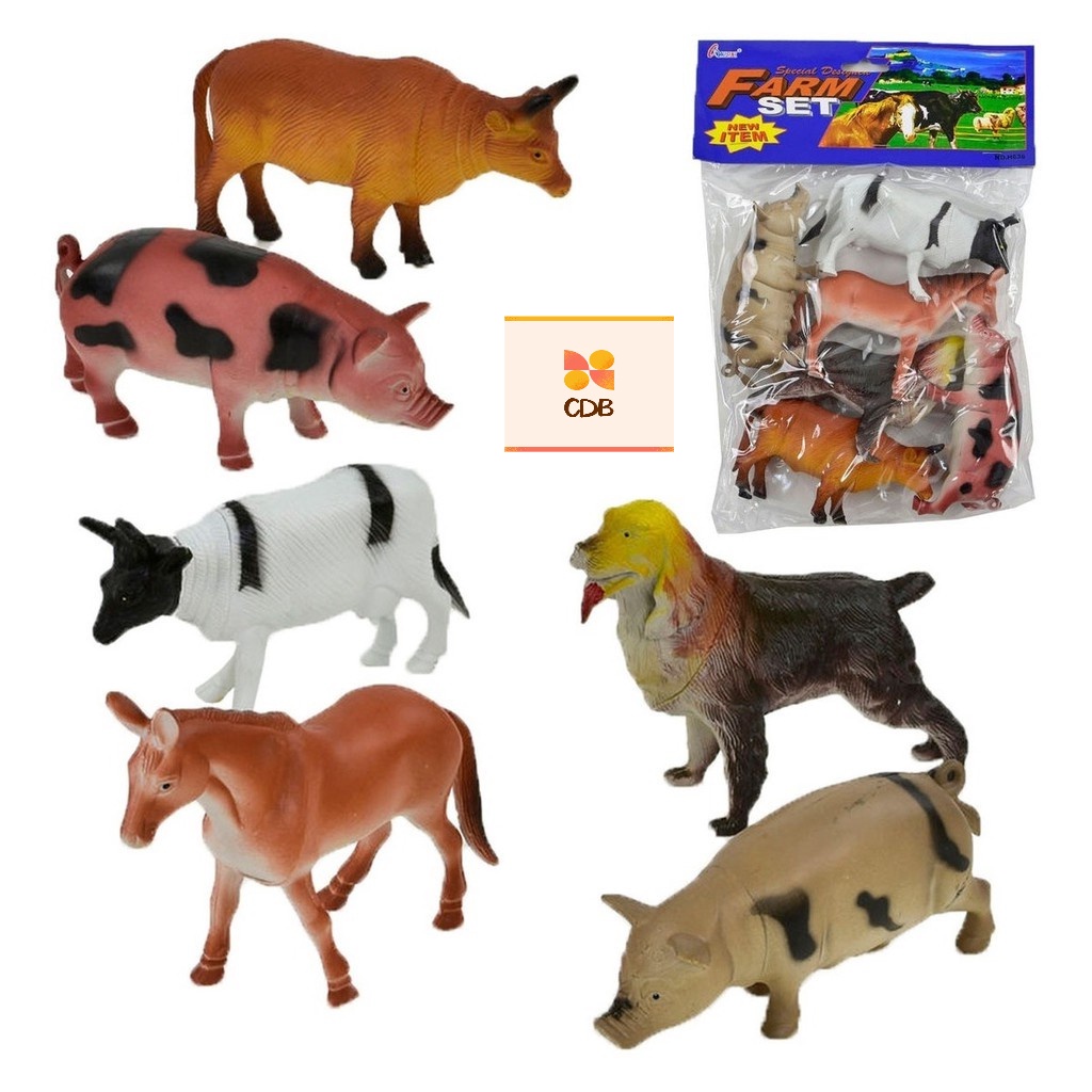 Kit Animais da Fazenda Fazendinha de Brinquedo Borracha
