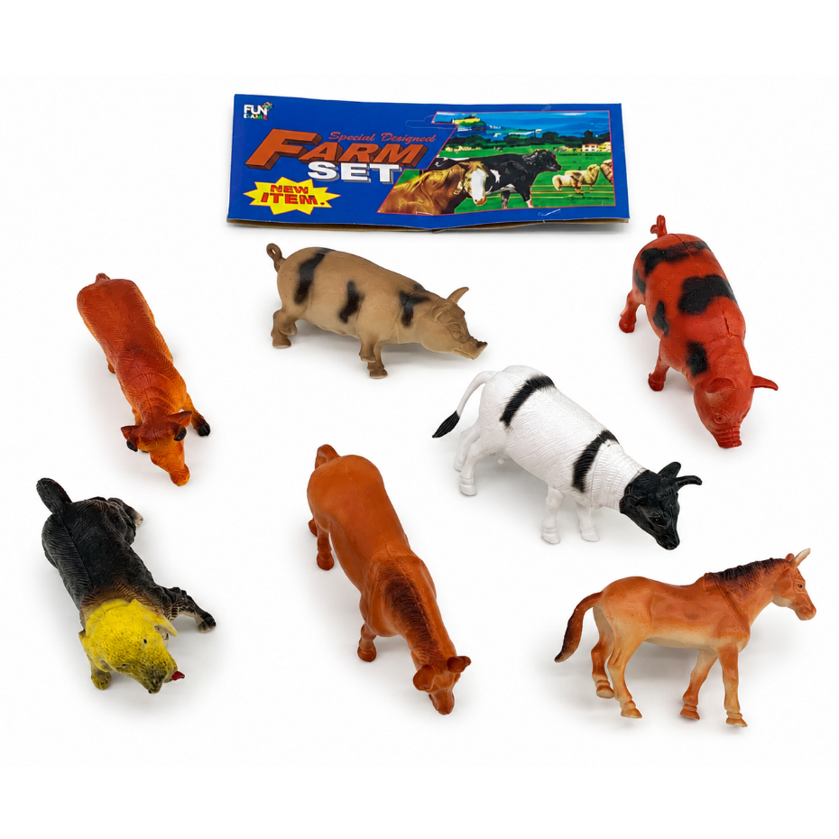 Kit 8 Dinossauros Animais Brinquedo Criança Boi Cavalo Vaca Porco Animais Pequenos Da Fazenda Mini Safari Zoo Borracha