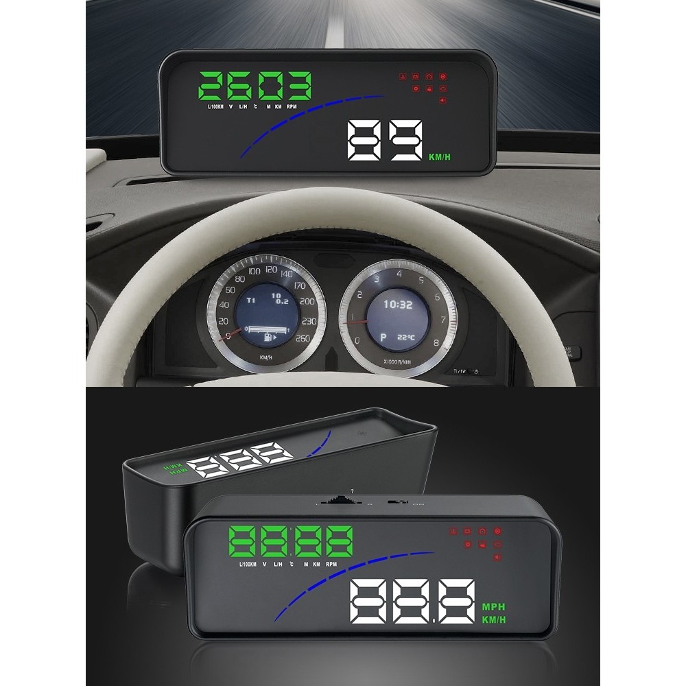 Instrumento de cabeça de carro multifuncional OBD modificado LCD Display inteligente tacômetro medidor de temperatura da