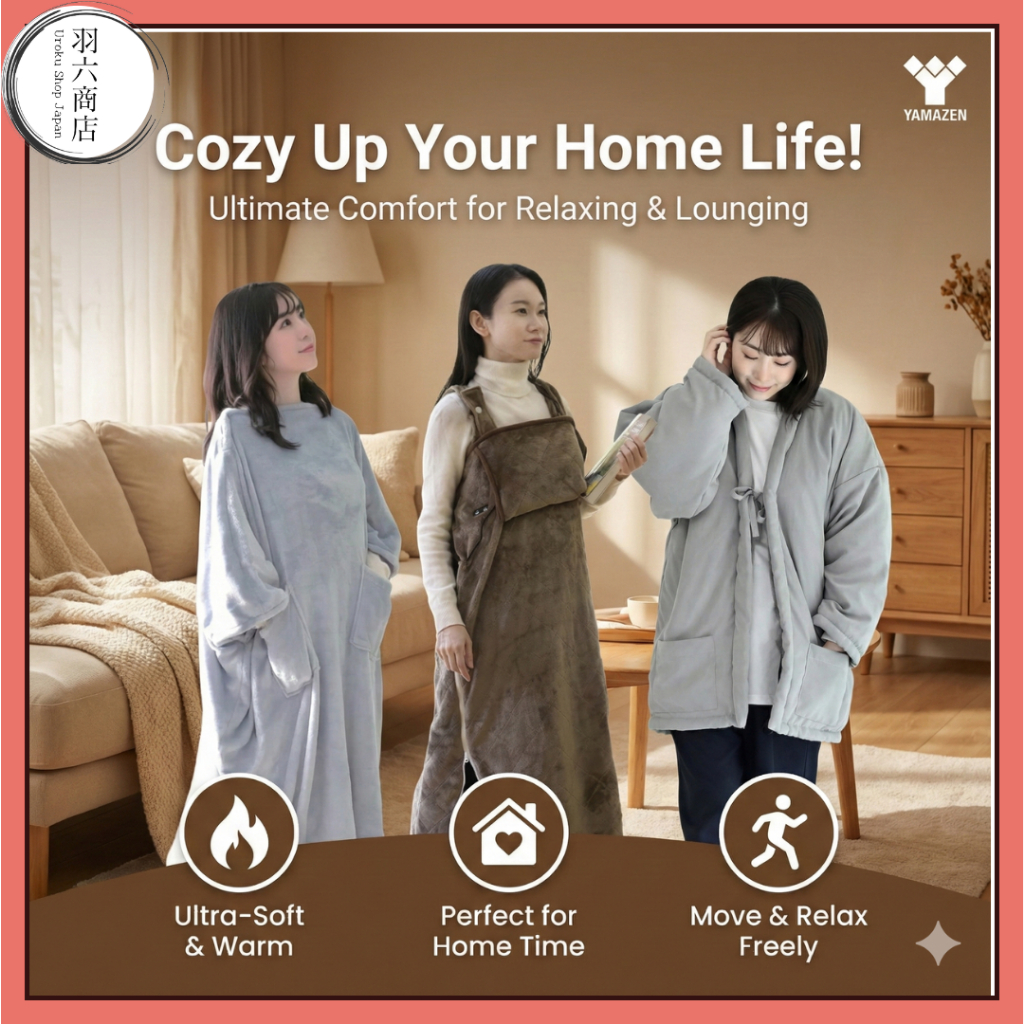 YAMAZEN Cozy Kotatsu Wearable Electric Blanket & Heated Wrap - Experience Japanese Comfort Anywhere! Lightweight, Washable, USB/AC Powered for Energy-Saving Warmth, Adjustable Fit, Auto-Off Timer & Hygienic Care