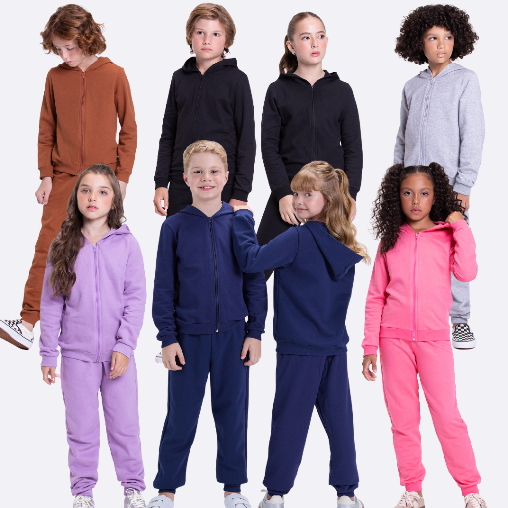 Conjunto Moletom Infantil Capuz e Zíper
