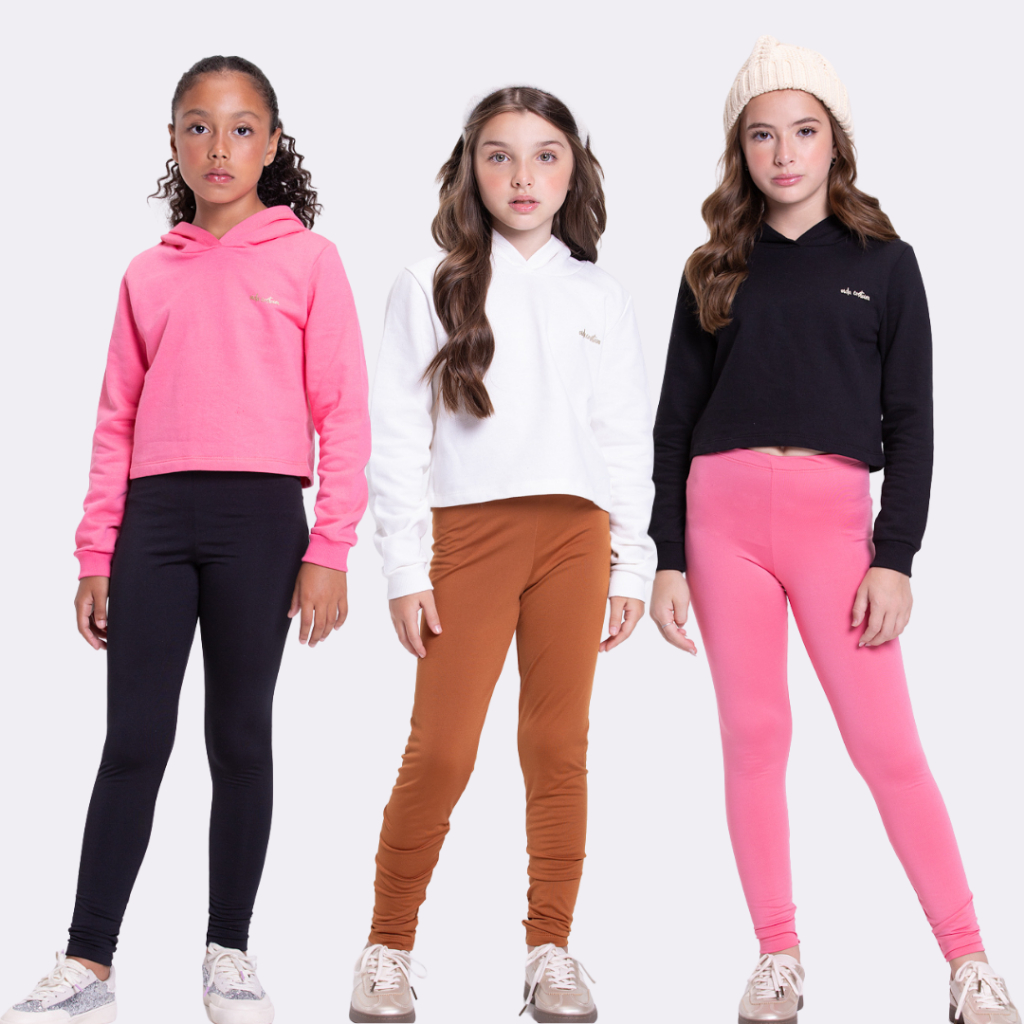 Conjunto Moletom Infantil Cropped com Capuz