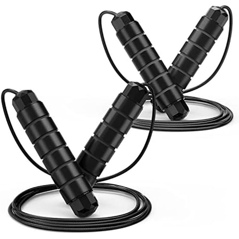 Jump Rope, Tangle-Free Rapid Speed Jumping Rope Cable with Ball Bearings for Women, Men, and Kids, Adjustable Steel Jump