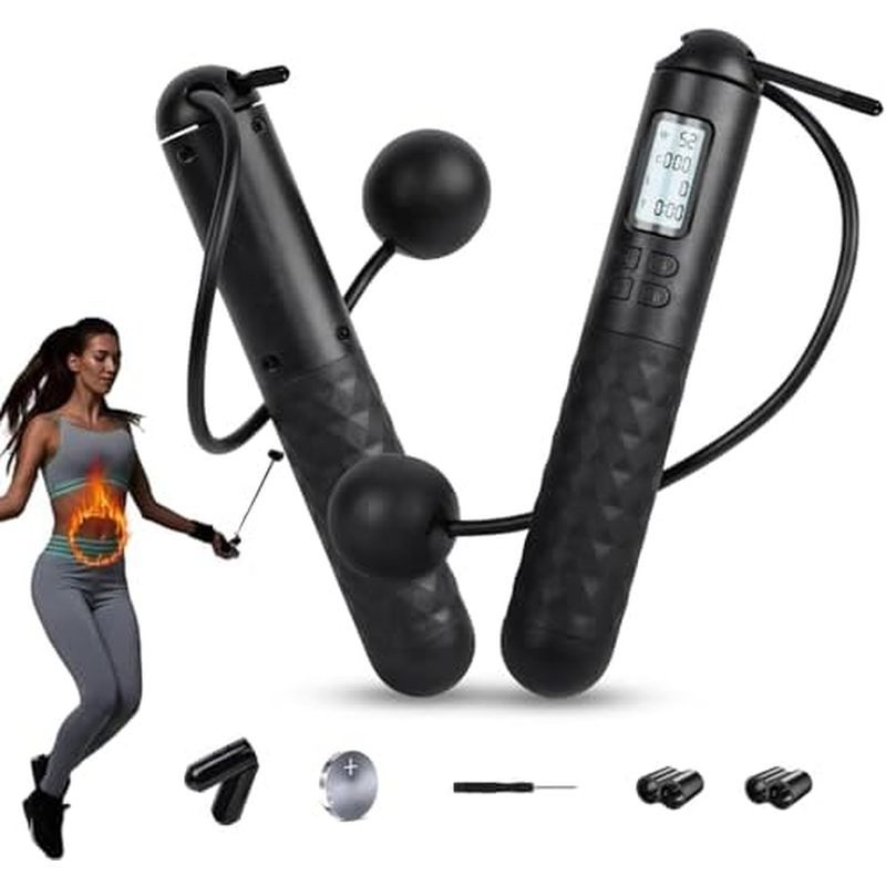 Skipping Rope with Counter, Cordless Jump Rope, Adjustable Digital Counting Jump Ropes, Gravity Ball Skipping, Weighted