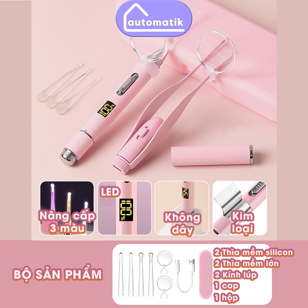 Kit De Escopo De Ouvido Visual HD LED Luz Segura Ponta De Silicone Ferramenta Doméstica Para Limpeza Infantil