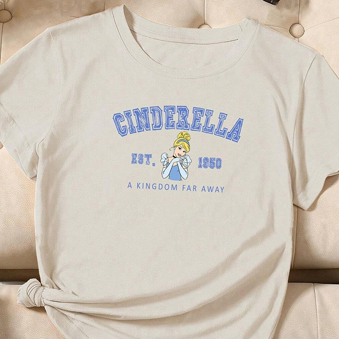 Camiseta Feminina Estampa Princesas Disney Cinderela - Blusa de Malha 100% Algodão - Envio Imediato - NB the Shirt