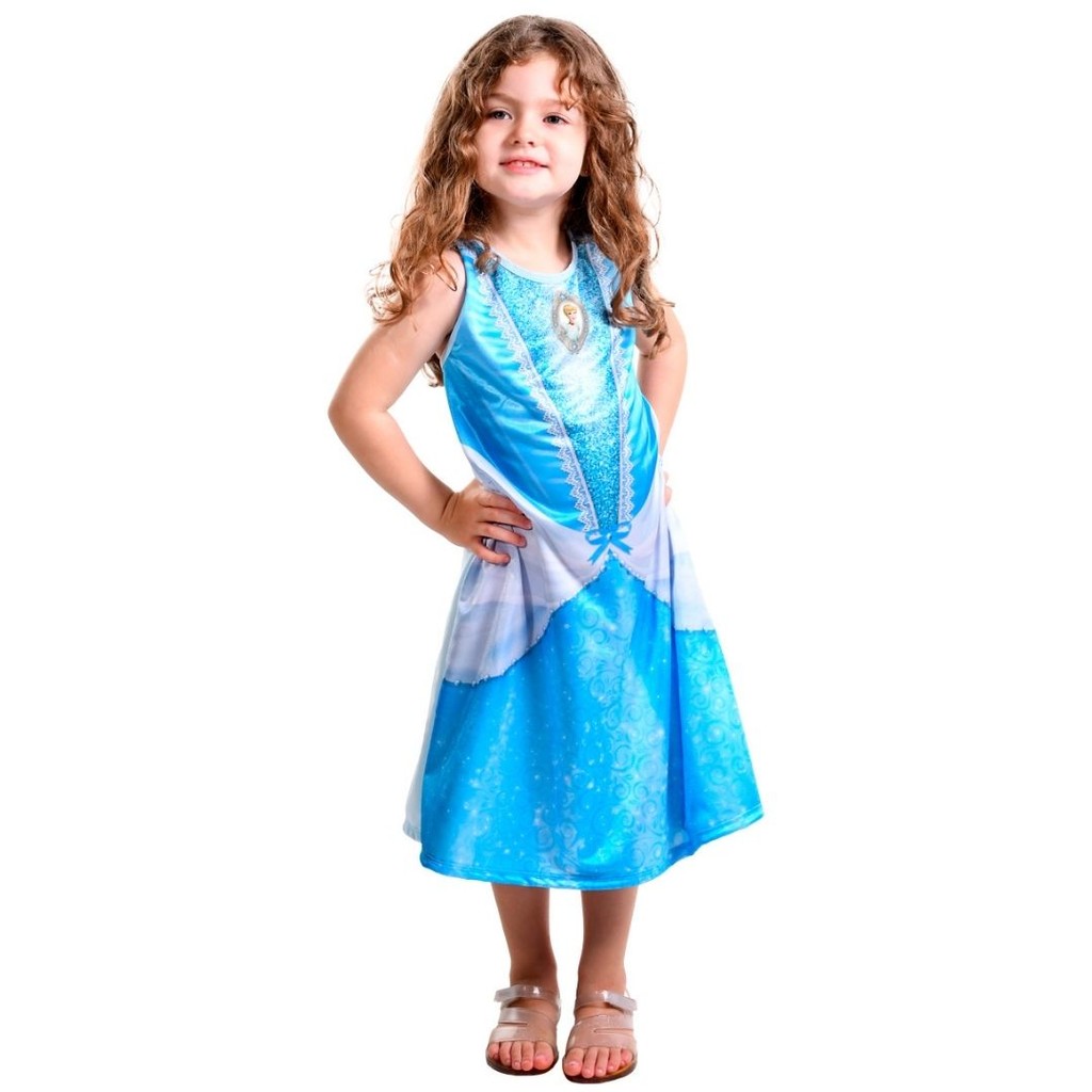Fantasia Cinderela Infantil Princesa Vestido Fada Luxo Festa Menina Criança Disney
