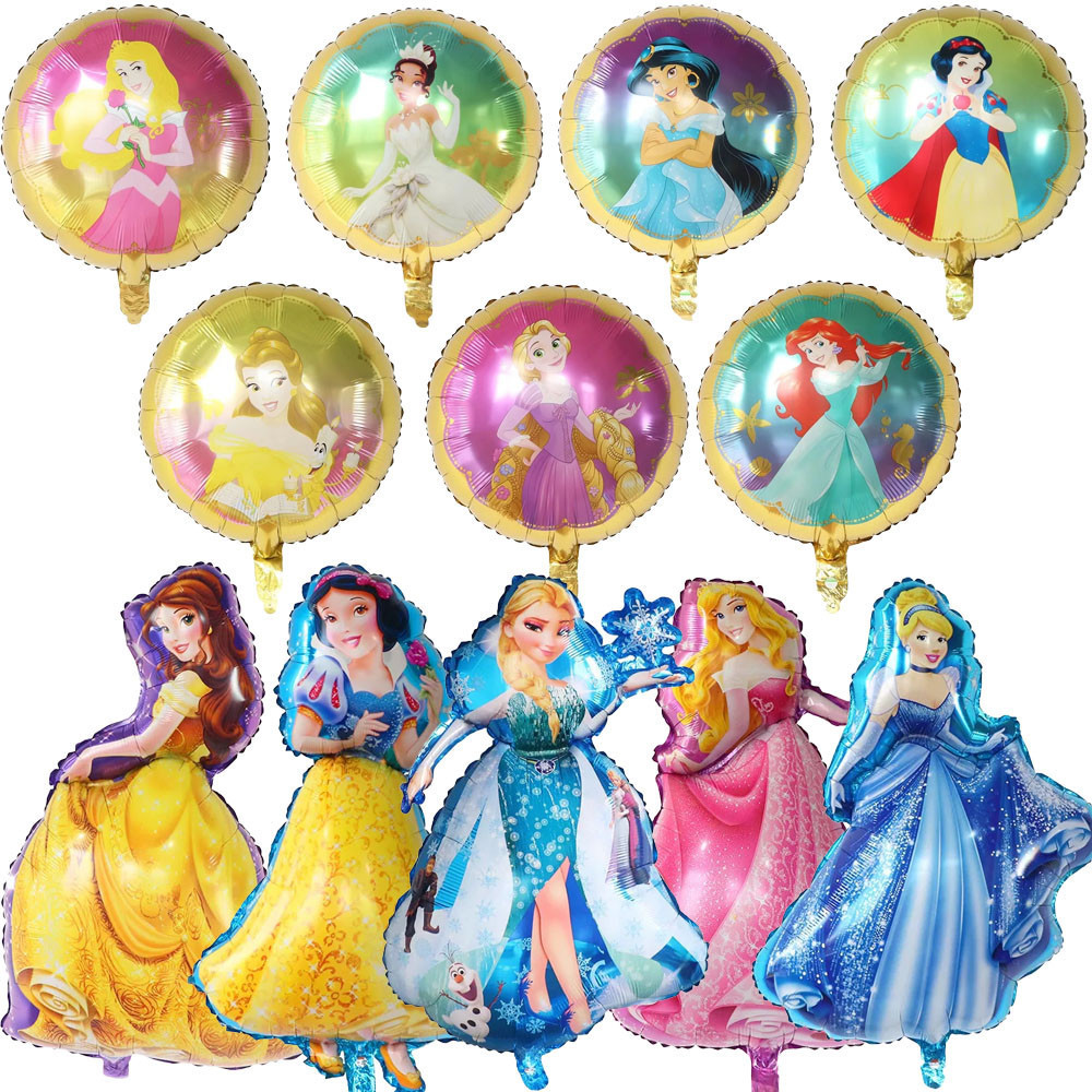 princesa filme de alumínio balão neve branca cinderela Ariel Belle sapo bela adormecida princesa festa de anivers