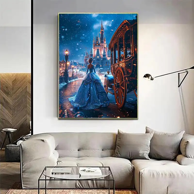 Quadro decorativo parede 1 peça 40x60 desenho Disney princesas ariel rapunzel cinderela