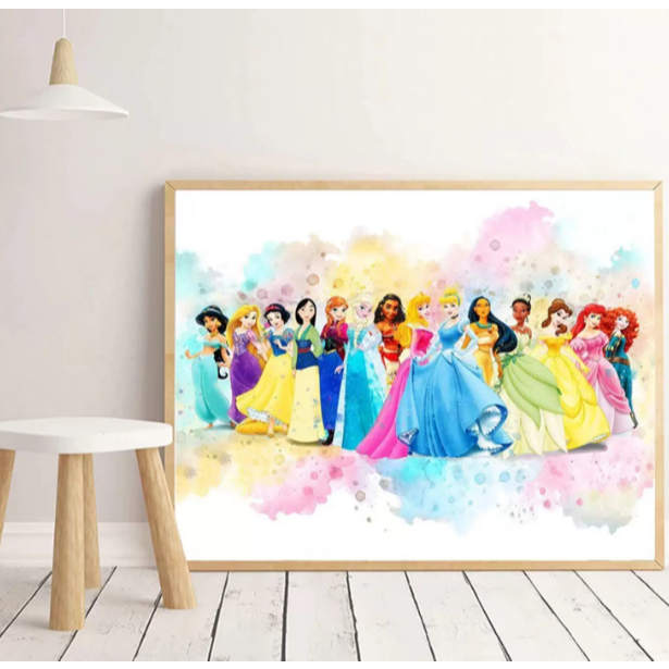 Quadro decorativo Princesas quarto menina infantil disney Mulan Elsa Cinderela Bela Adormecida