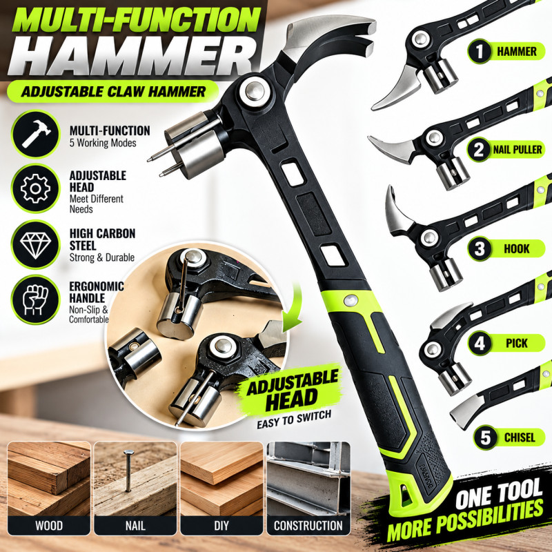Martel de garra ajustável Multifunção Nail Puller Forjado de aço de alto carbono para madeira C