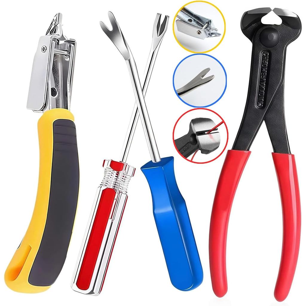 Upholstery Carpet Staple Remover and Nail Puller Remover Tool Set - Staple Puller & Tack Lifter Fastener Remover for Fur