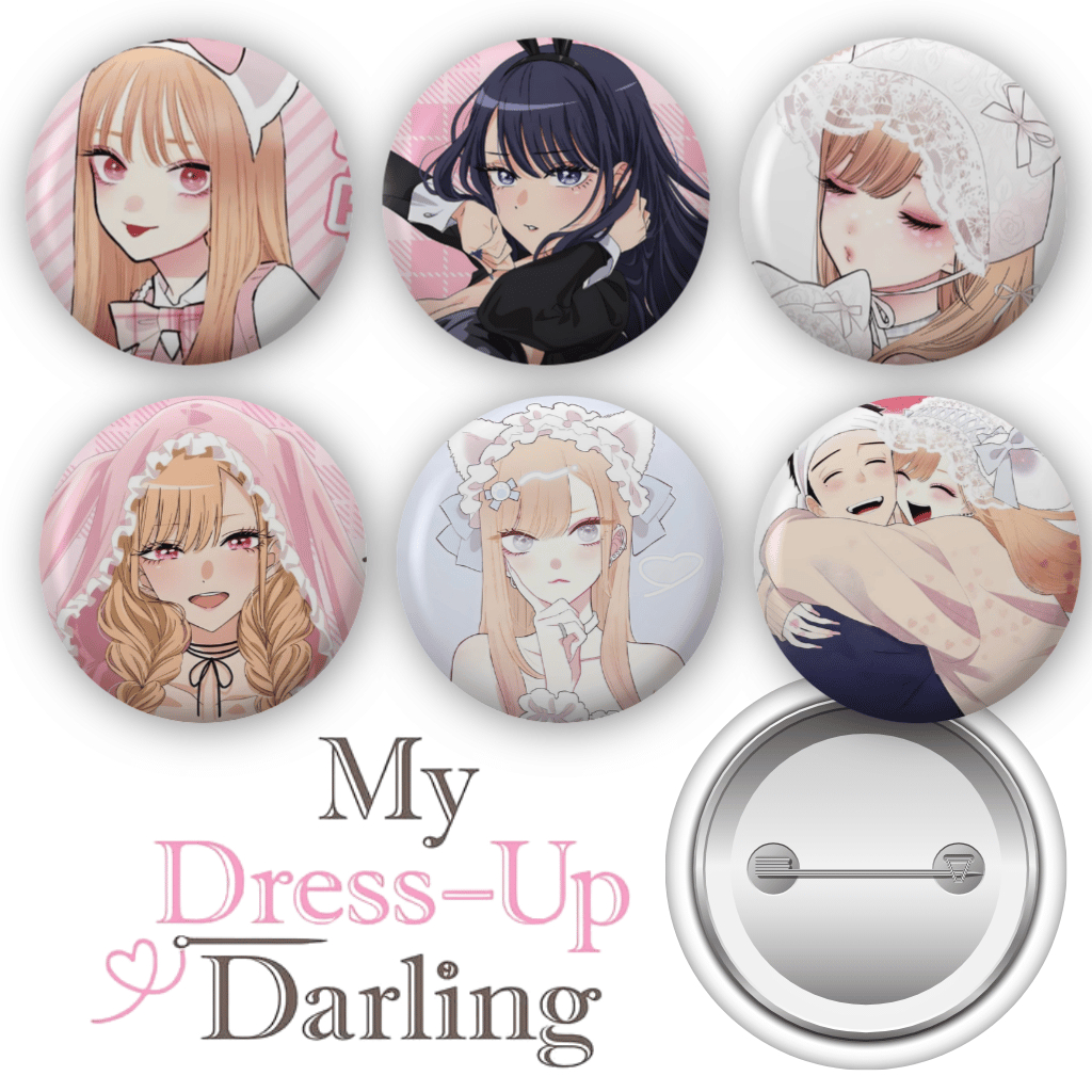 MY DRESS UP DARLING MARIN KITAGAWA BOTTOM BUTTON PIN BROCHE DECORATIVO MANGÁ ANIME KAWAII