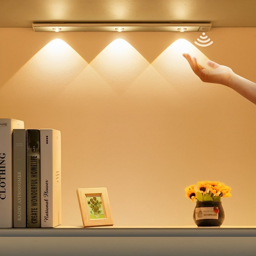 Luminária LED Magnética para Armário com Sensor de Movimento USB Recarregável 3 Tons de Luz 20/40/60cm