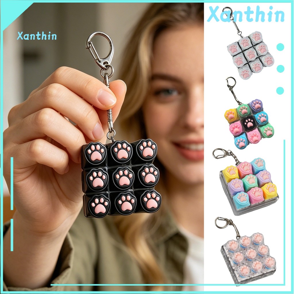 Cat Paw Keyboard Fidget Toy 9 Em 1 LED Light-up Teclado Chaveiro Botão De Descompressão Dedo Clicker Brin
